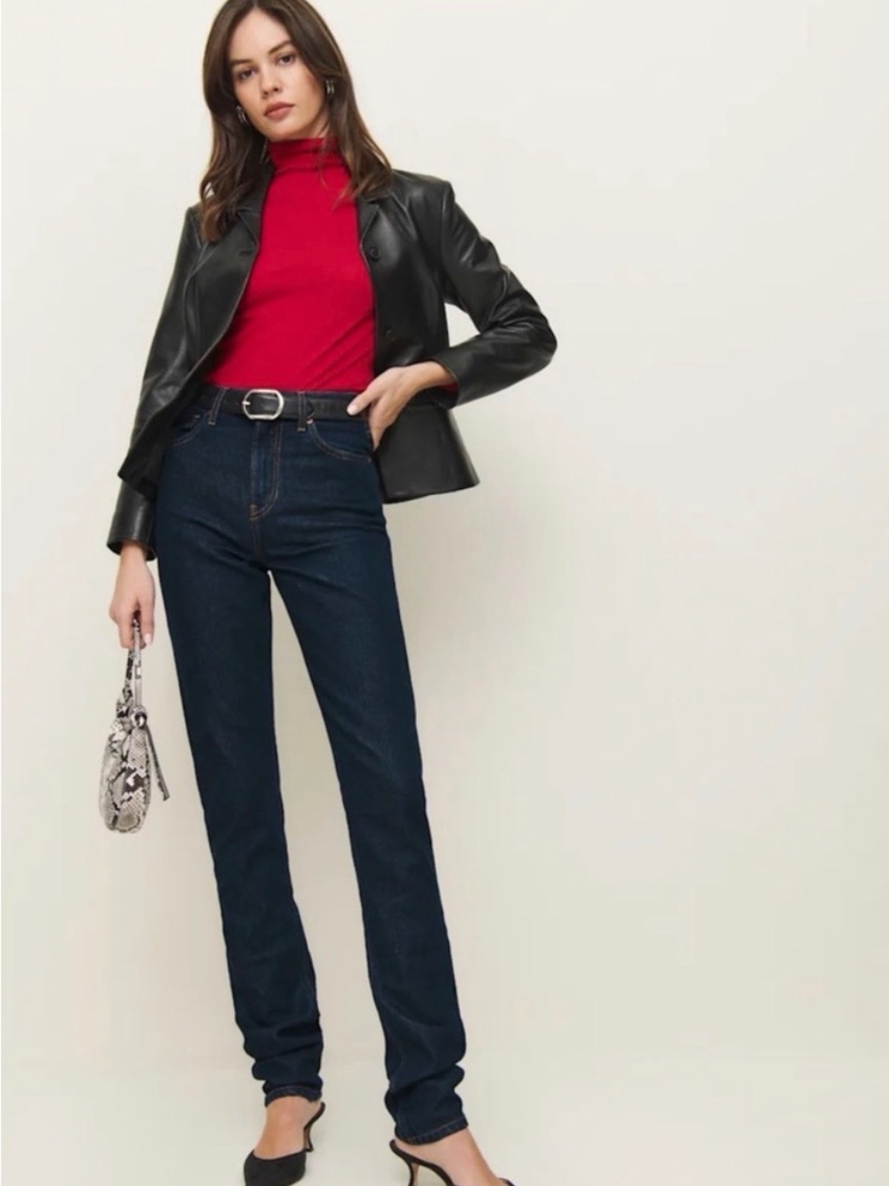 NWT Reformation Etta Stretch High Rise Stacked Slim Jeans